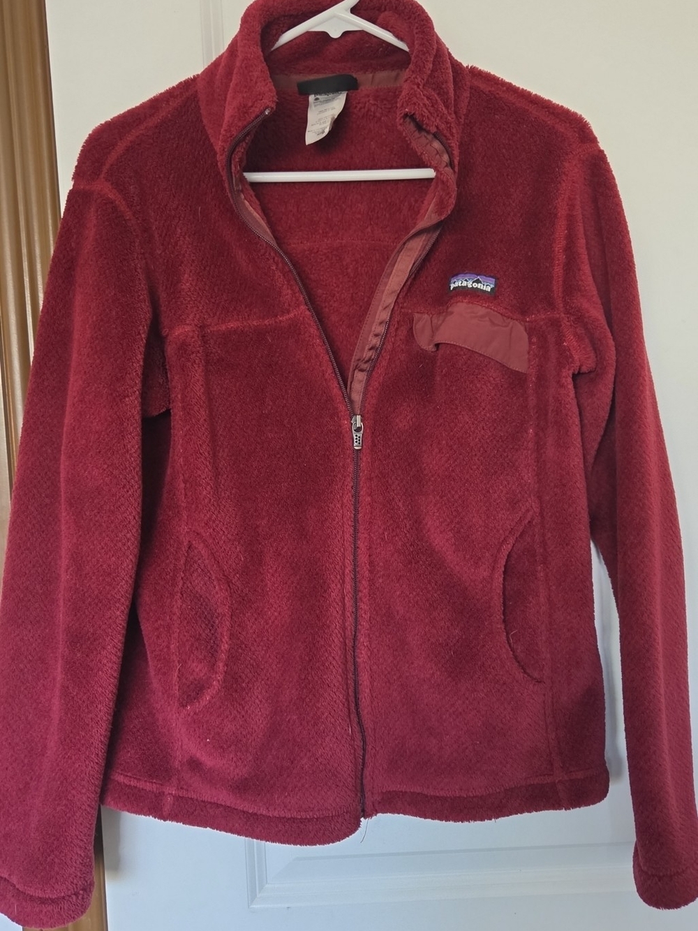 Patagonia Women’s Burgundy Teddy Fleece Full-Zip Jacket